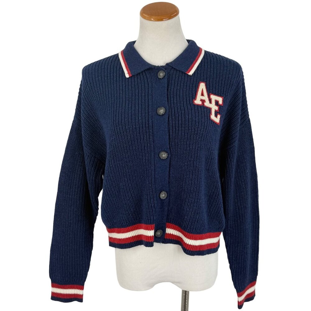NWT American Eagle Cropped Letterman Cardigan Jacket • Y2K Preppy Collegiate S/M - Picture 2 of 16